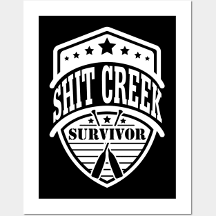 Shit Creek Survivor Badge Paddle Funny Posters and Art